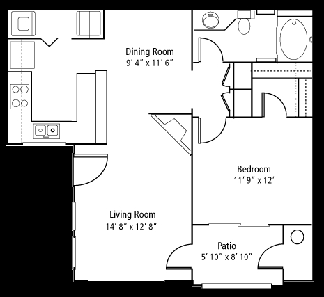 Carlyle at South Mountain Floor Plan A1 1 Bed 1 Bath 759 sqft