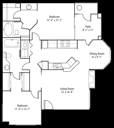Carlyle at South Mountain Floor Plan B2 2 Bed 2 Bath 1080 sqft